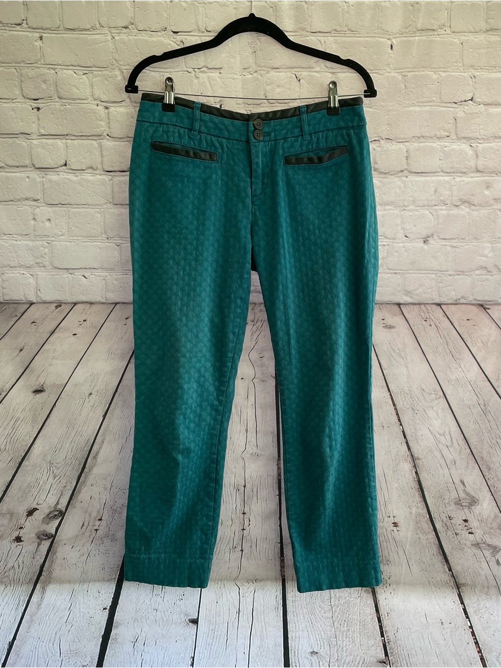 Cartonnier Stretch Charlie Ankle Size 6 Teal Patterned Career Anthropologie